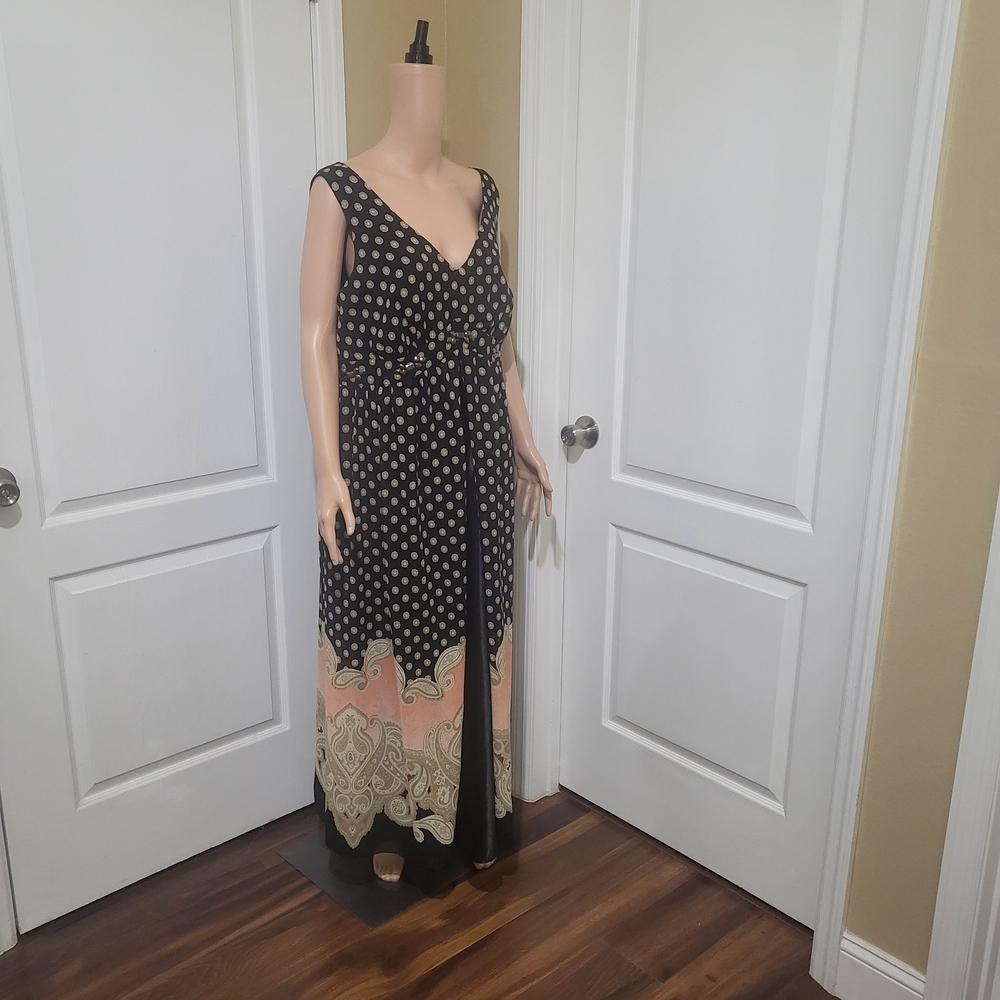 dressbarn Black and Cream Patterned Maxi Dress